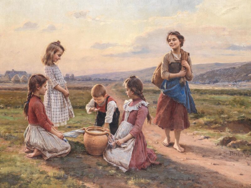Обои Cesar Pattein, French, 1901, Welcome refreshment на рабочий стол.