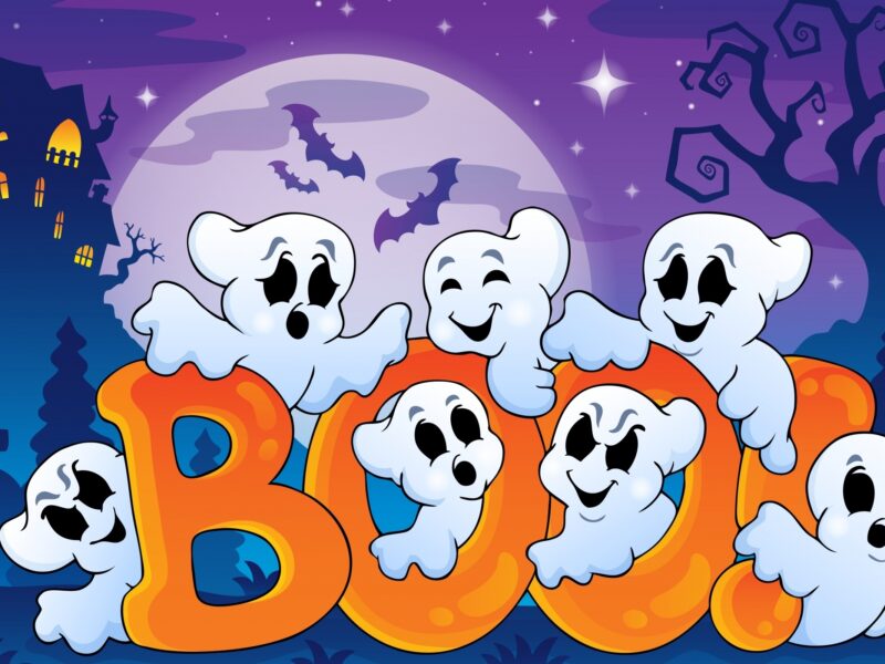 Обои Хэллоуин, летучие, мыши, Halloween, луна, дом, смешные, призраки на рабочий стол.