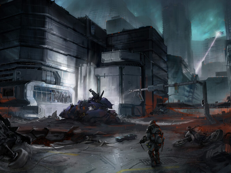Солдаты, Видеоигры, Руины, Футуристический, Гало, Halo ODST, Произведение искусства